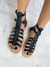 christina Christi | Gladiator Leather Sandals in Black 