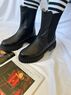 christina Christi | Black Leather Ankle Boots Slip On 