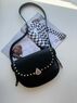 christina Christi | Handmade Black Leather Shoulder Bag - Studs on Dark 