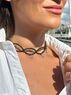 christina Christi | Black Beaded Choker Necklace Pendant Stars 