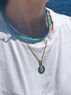 christina Christi | Turquoise Beaded Necklace n Long Disc 