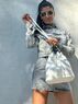 christina Christi | White Leather Bucket Bag with Studs - Rock it White 