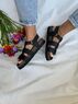 christina Christi | Black Gladiator Sandals Women Corc Sole 