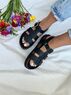 christina Christi | Black Gladiator Sandals Women Corc Sole 
