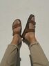 christina Christi | Brown Leather Slide Sandals Men - Scratch Straps 