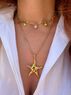 christina Christi | Gold Starfish Necklace n Pendant Crystals 