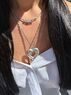 christina Christi | Hematite Beaded MAMA Necklace Set with Silver Heart Charm Pendant 