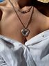 christina Christi | Hematite Beaded MAMA Necklace Set with Silver Heart Charm Pendant 
