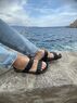 christina Christi | Black Leather Slide Sandals Men - Scratch Straps 