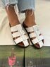 christina Christi | White Leather Slide Sandals Rubber Sole 