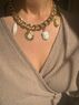 christina Christi | Gold Chunky Wide Necklace Pendant Pearls 