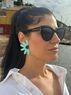christina Christi | Turquoise Earrings Clip On Half Flowers 