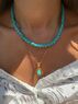 christina Christi | Turquoise Beaded Necklace n Long Disc 