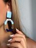 christina Christi | Asymmetric Clip On Earrings Blue n Gold 