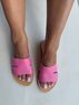 christina Christi | Pink Leather Slide Sandals - Chic on Pink 