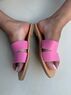 christina Christi | Pink Leather Slide Sandals - Chic on Pink 