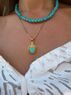 christina Christi | Turquoise Beaded Necklace n Long Disc 