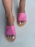 christina Christi | Pink Leather Slide Sandals - Chic on Pink 