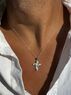 christina Christi | Silver Cross Necklace Men with Evil Eyes Sterling Silver 