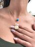 christina Christi | Gold Christian Disc Necklace, Blue Bead Necklace 