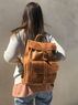 christina Christi | Pull up Yellow Leather Backpack Women 