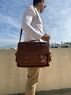christina Christi | Brown Leather Messenger Bag 17'' 