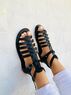 christina Christi | Gladiator Leather Sandals in Black 