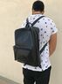 christina Christi | Black Leather Backpack Officebag 
