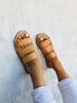 christina Christi | Leather Flat Sandals Slides 