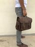 christina Christi | Waxed Deep Brown Leather Messenger Bag 15'' 