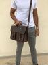 christina Christi | Waxed Brown Leather Messenger Bag 15'' 