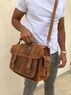christina Christi | Waxed Brown Leather Messenger Bag 15'' 