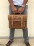 christina Christi | Waxed Brown Leather Briefcase 15'' 
