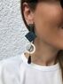 christina Christi | Long Geometric Earrings, Blue - Gray Colors 