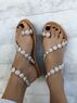 christina Christi | Leather Sandals with White Shells 