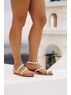 christina Christi | Leather Sandals with White Shells 