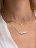 christina Christi | Gold Evil Eye Necklace, Tiny Pearls Necklace 