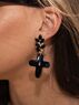 christina Christi | Black Cross Earrings Clip On 