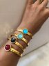 christina Christi | Gold Bangle Bracelets with Colorful Stones 