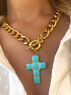 christina Christi | Τιρκουάζ Σταυρός Κολιέ με Χρυσή Αλυσίδα 