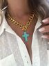 christina Christi | Turquoise Cross Necklace with Gold Chain 