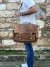 christina Christi | Waxed Brown Leather Briefcase 17 inch 