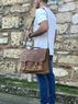 christina Christi | Waxed Brown Leather Briefcase 17'' 