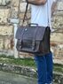 christina Christi | Waxed Dark Brown Leather Briefcase 17'' 