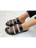 christina Christi | Black Sandals Triple Straps 