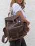 christina Christi | Waxed Brown Leather Backpack Three Pockets 