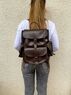 christina Christi | Deep Brown Leather Backpack Three Pockets 