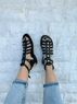 christina Christi | Black Studded Gladiator Sandals 