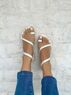christina Christi | Ankle Hug Leather Sandals White 