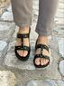 christina Christi | Men Leather Sandals Black Vintage 